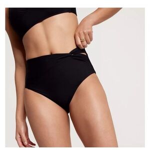 Calia High Rise Side Twist Black Bikini Bottom Size M NWT